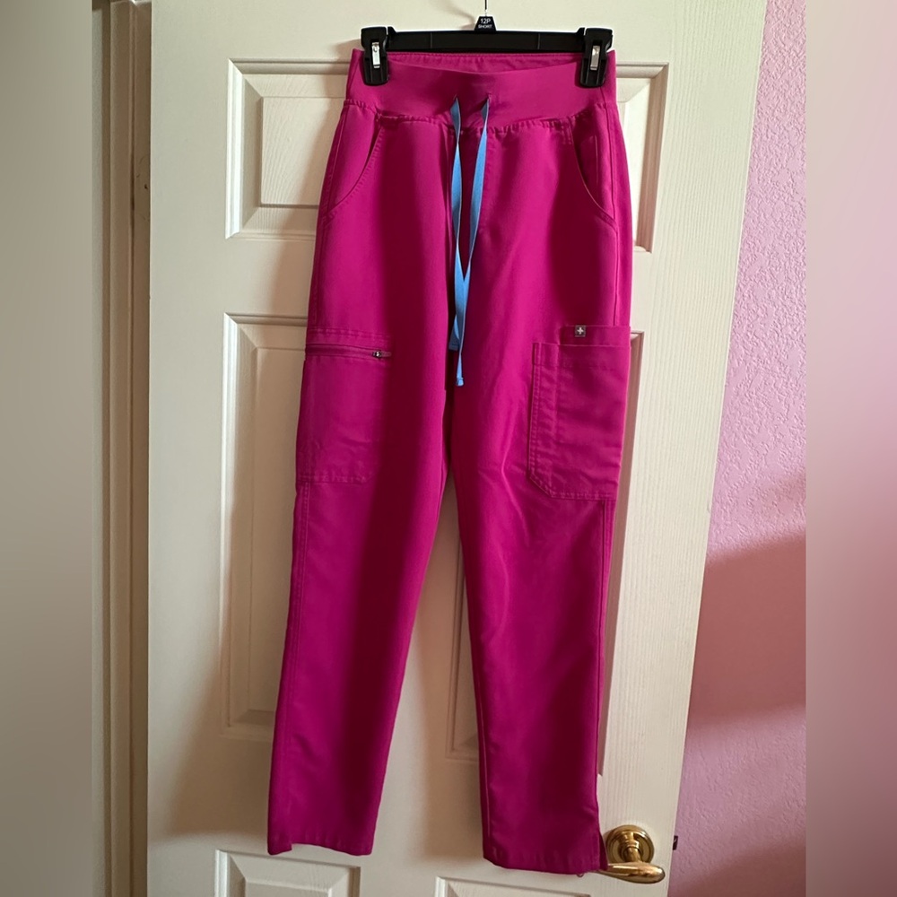 Figs XS High Waisted Yola pants in Raspberry Sorbet